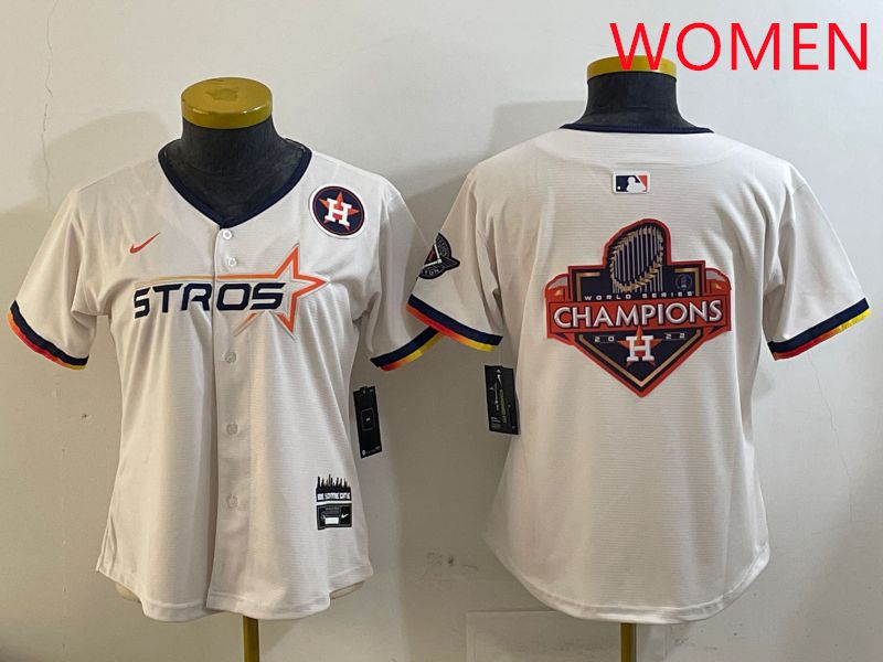 Women Houston Astros Blank Cream Three generations Joint Name 2025 Nike MLB Jersey style 41023->women mlb jersey->Women Jersey